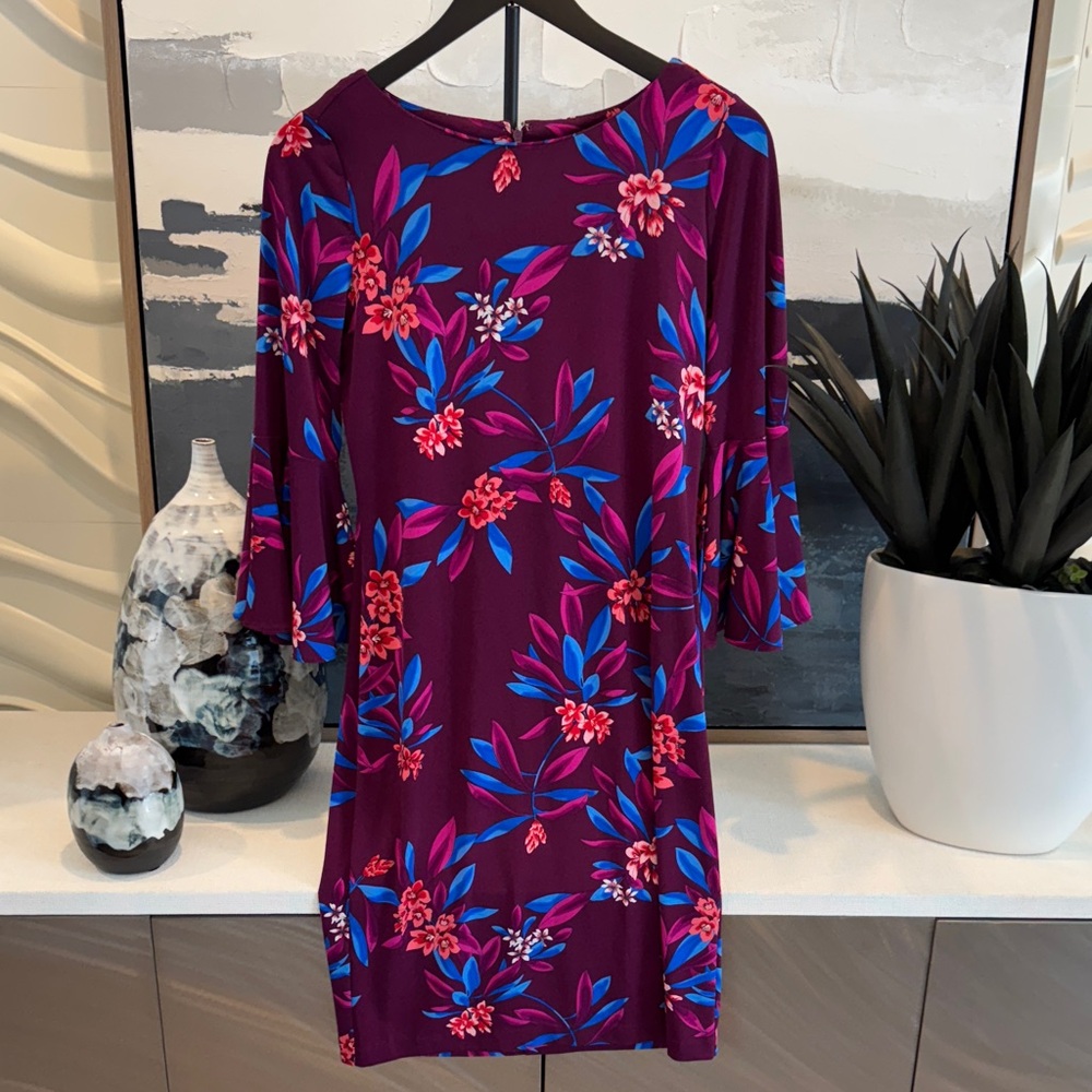 Calvin Klein Multicolor Floral Long Sleeve Dress